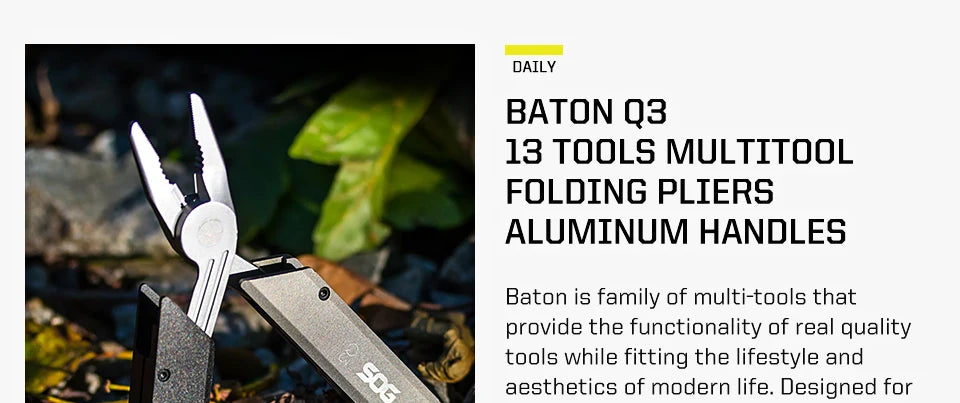 SOG 13 in 1 BATON Q3 Multi-Tool Folding Pliers Mini Hand Tools Tactical Pen Pocket EDC Multifunctional Portable Outdoor Gadget