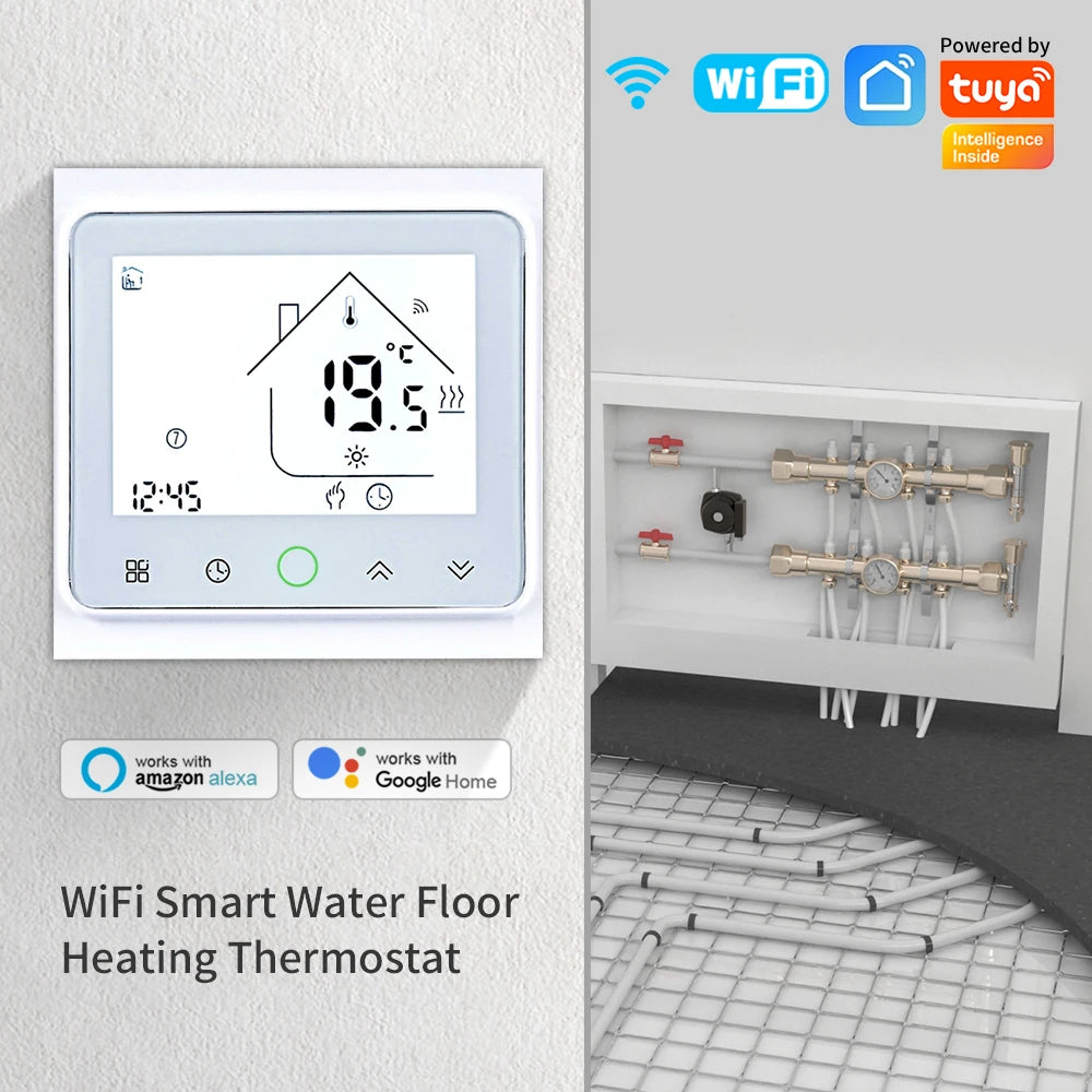 Smart WiFi Thermostat AC230V 3A 16A APP/Voice Control for Floor Heating with Digital LCD Display and Wall Mounted Installation