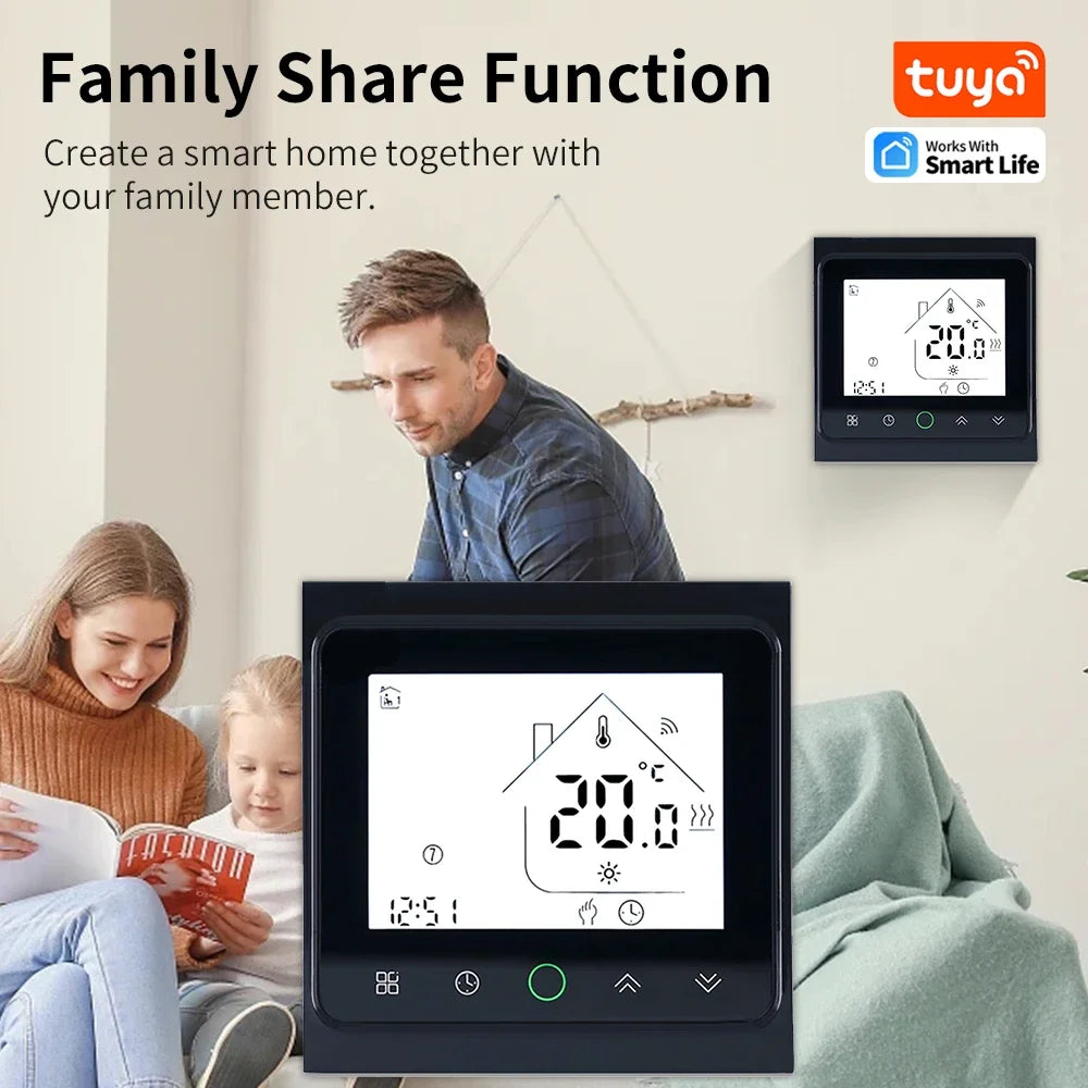 Smart WiFi Thermostat AC230V 3A 16A APP/Voice Control for Floor Heating with Digital LCD Display and Wall Mounted Installation
