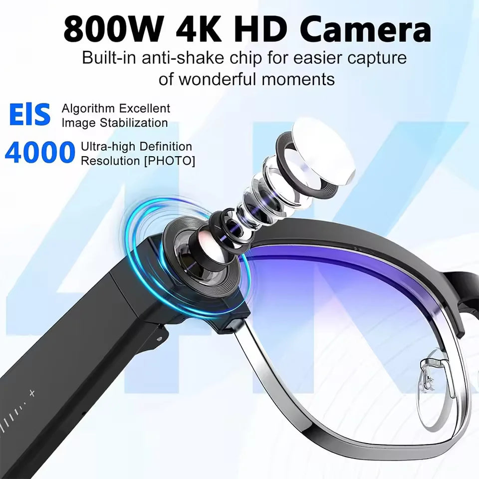 2026 AI Smart Glasses Men with 800W HD Camera Real-time Voice Translation & Call POV Video Recording Smart Eyewear Travel/Vlog