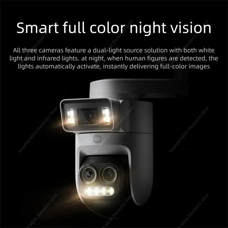 XIAOMI New Smart Outdoor Camera 4 Pro Triple Camera Zoom Edition，360° 5MP 3K，9x Hybrid Zoom，IP66，Chinese Version With Adapter