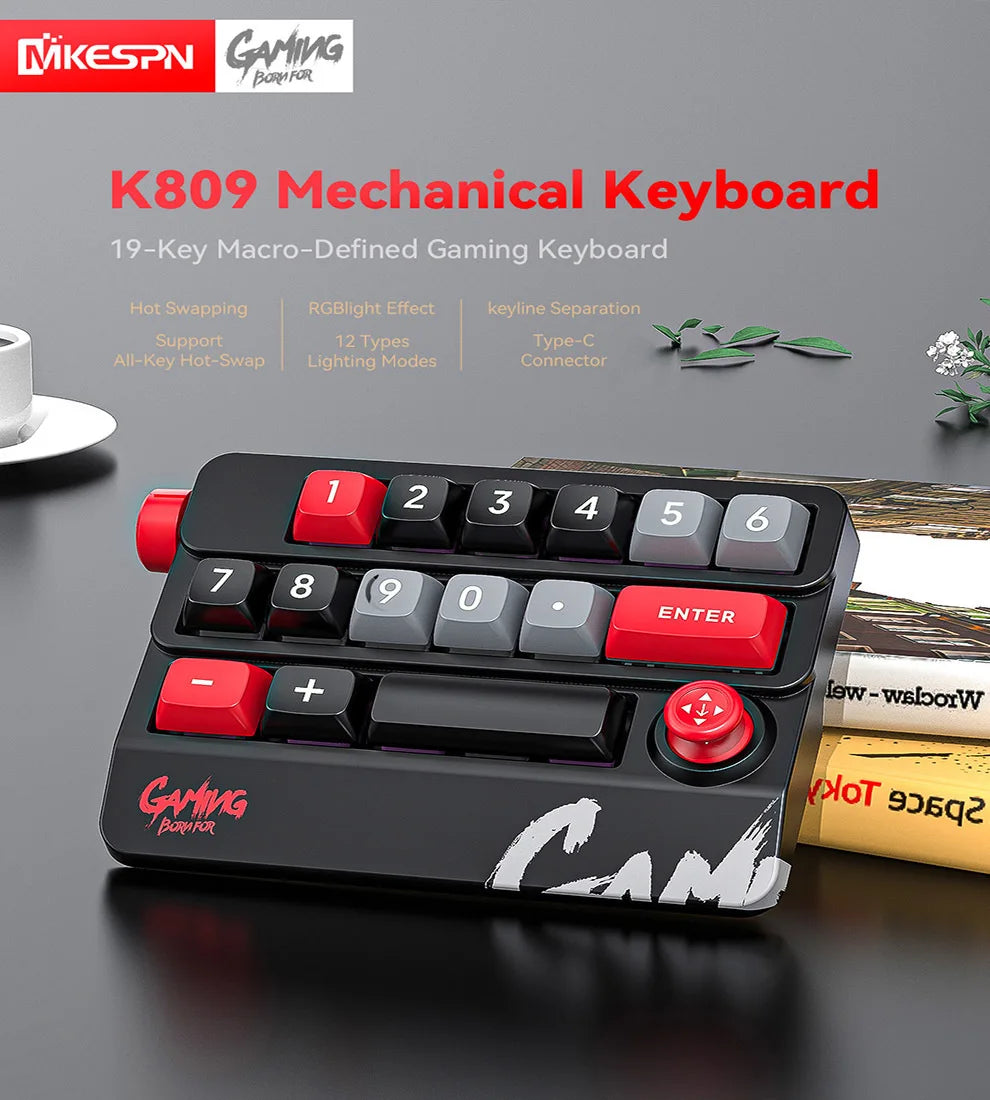 Rocker Knob Programming Macro Custom Keyboard RGB Backlight Wired Programmable Gaming Keyboard Full Hot Swappable Key