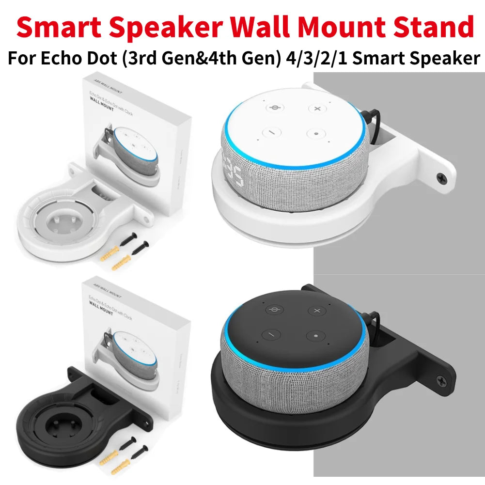 Smart Speaker Wall Mount Stand for Echo Dot (3rd Gen&4th Gen) 4/3/2/1 Smart Speaker With Screwless Built-in Cable Management