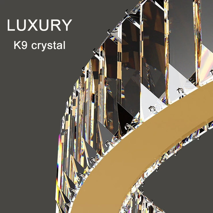 Remote Luxury Modern Ring Crystal Chandelier Lighting