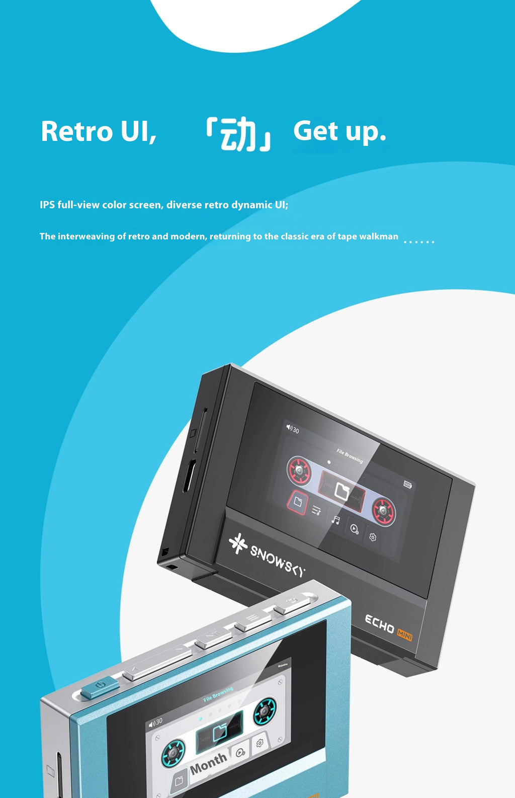 FIIO SnowSky ECHO MINI Wireless Bluetooth MP3 Player Portable Audio LCD Custom Mini Music Player for Music Lovers Gift Idea