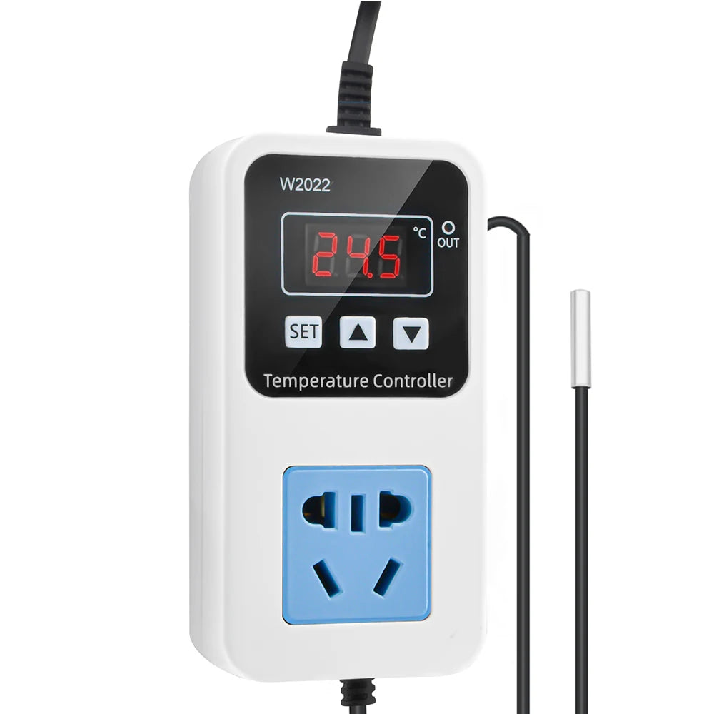 W2022 Temperature Controller 110-220V Thermostat Outlet Heat Mat Greenhouse Temperature Controller with NTC Sensor