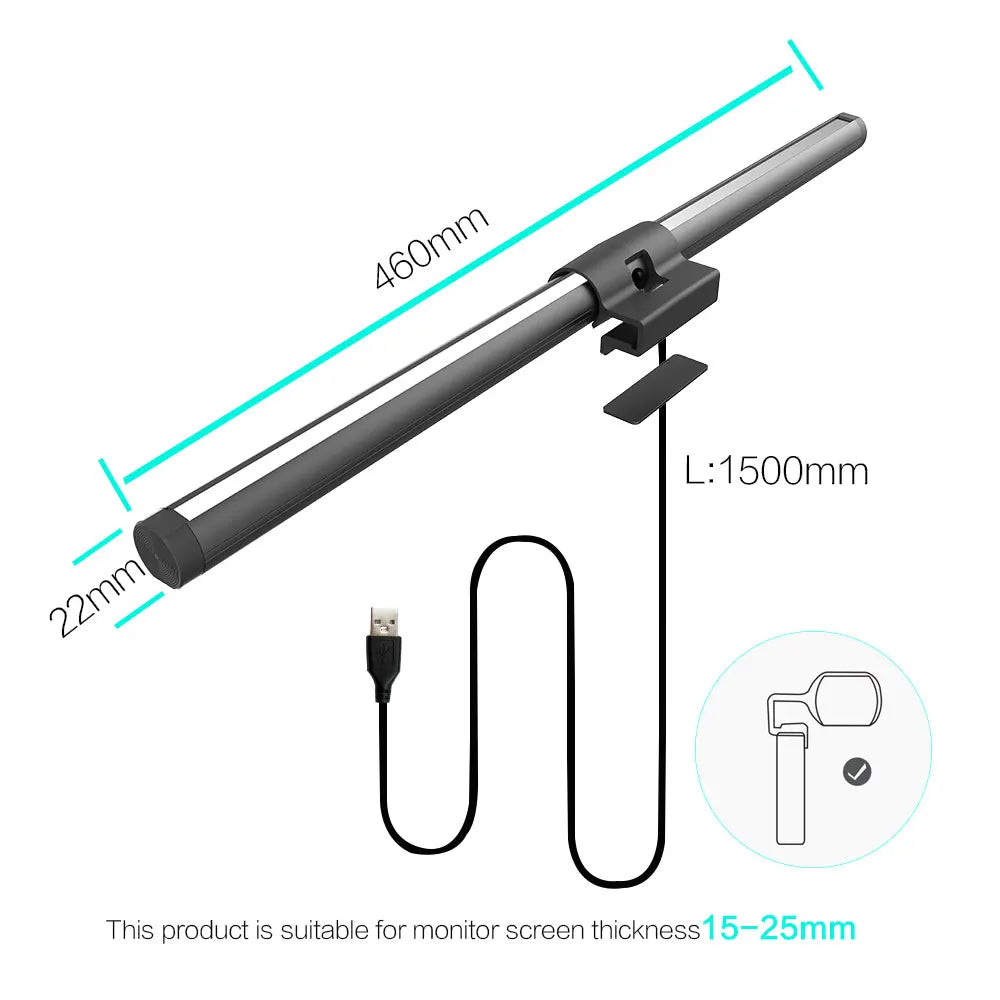30CM RGB Screen Hanging Light Bar for Computer Laptop Gaming Work Stepless Dimming Eye Protection