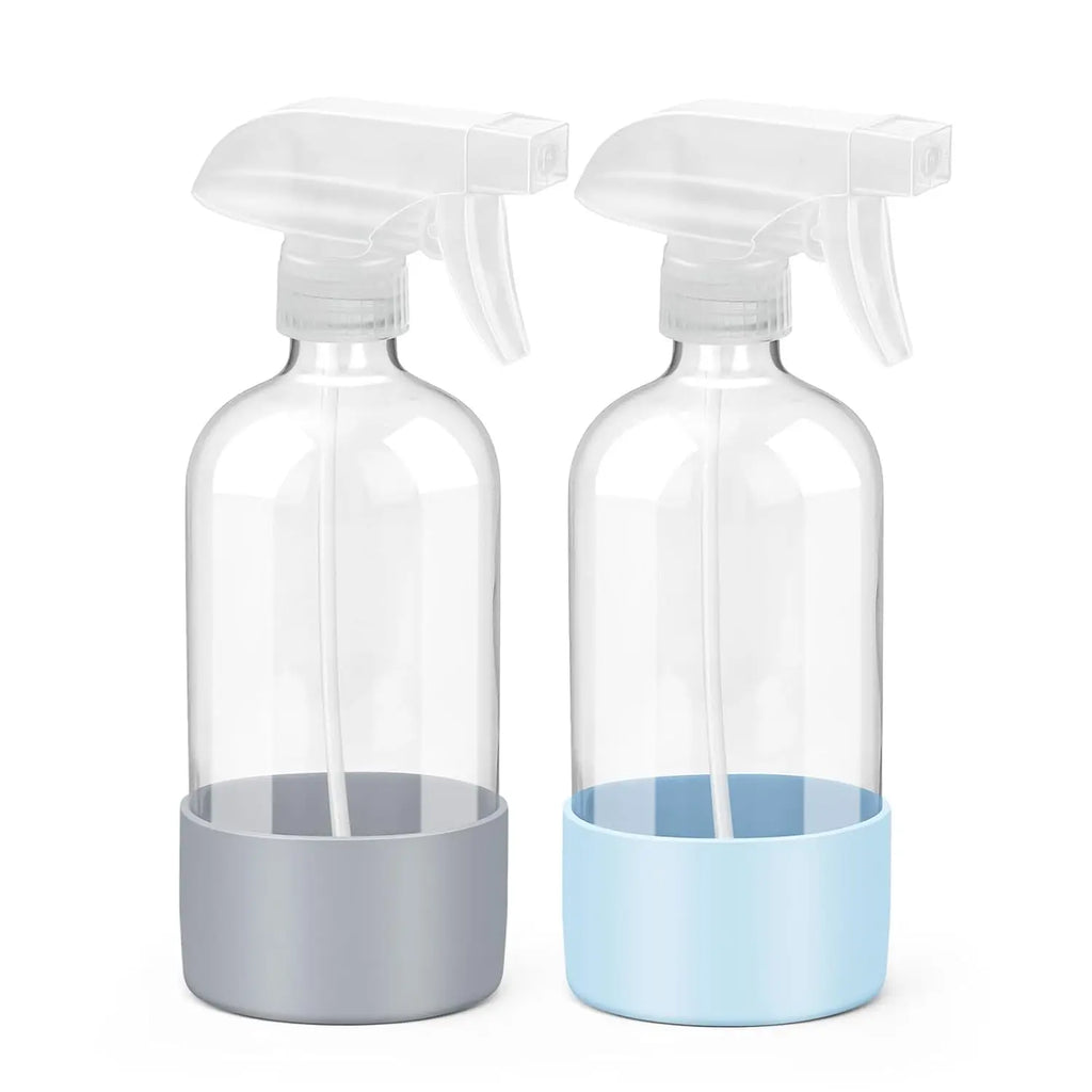 1/2PCS 500ML/16oz Glass Spray Bottle with Silicone Sleeve Empty Clear Bottle Set for Aromatherapy Facial Hydration Hair Care