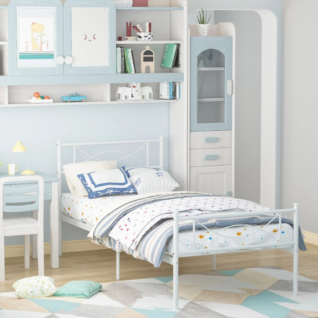 White Finish Twin Metal Bed