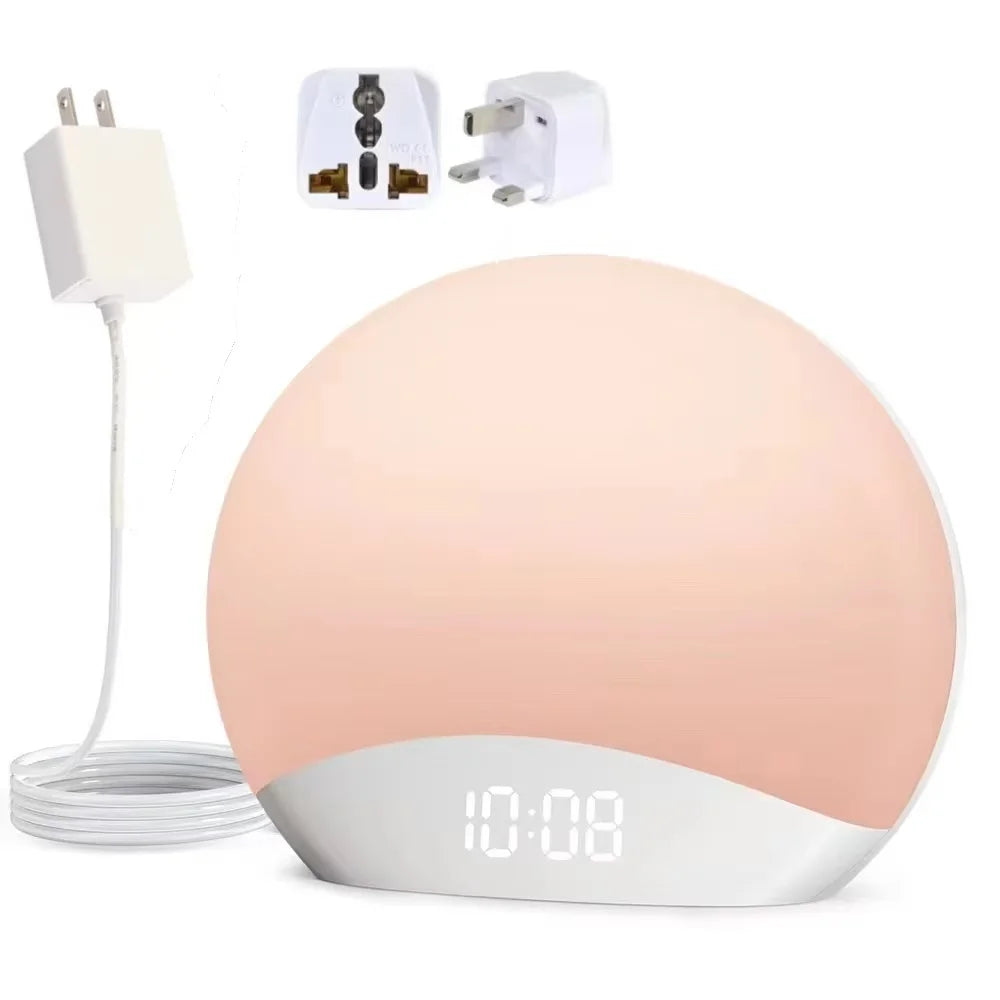 Awakening Wake Up Sunrise Alarm Clock Table Clock Dimmable with 3 Ring 8 Nightlight 26 Sound Sleep Timer Night Light