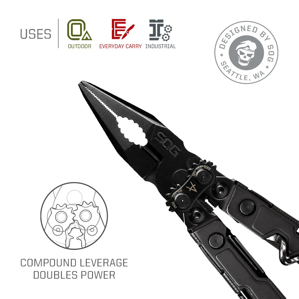 SOG PowerLitre 19 in 1 Multi-Tool Folding Pliers,Toughbuilt EDC Gadgets Multifunctional Hand Tools for Outdoor Survival Camping