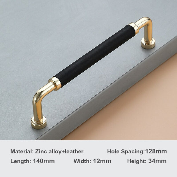 Simple solid color leather handle Nordic door