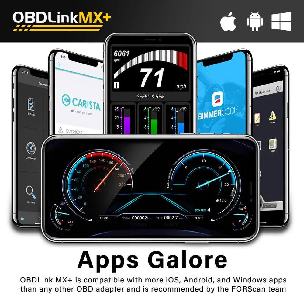 OBDLink LX MX+ OBD2 Scanner ELM327 Diagnostic Scan Tool for iPhone, iPad, Android, Kindle Fire or Windows Device