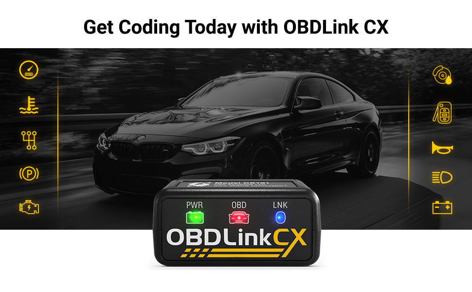 OBDLink CX -Designed For Bimmercode Bluetooth 5.1 BLE OBD2 Adapter Works with iPhone/iOS & Android, Car Coding, OBD II