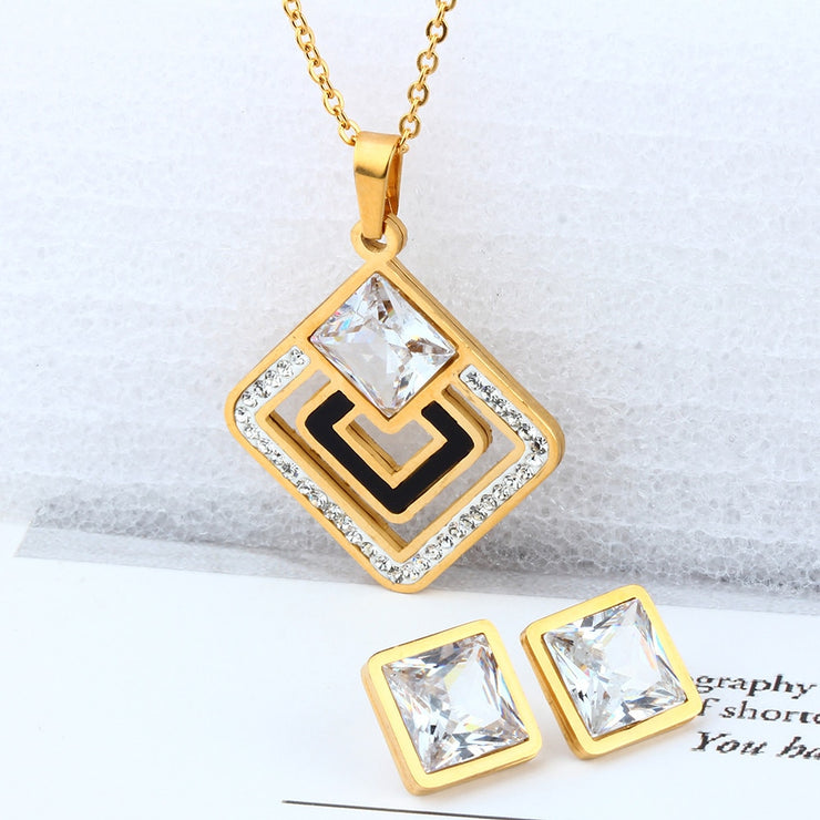 Stainless Steel Fashion Wedding Women Jewelry Sets